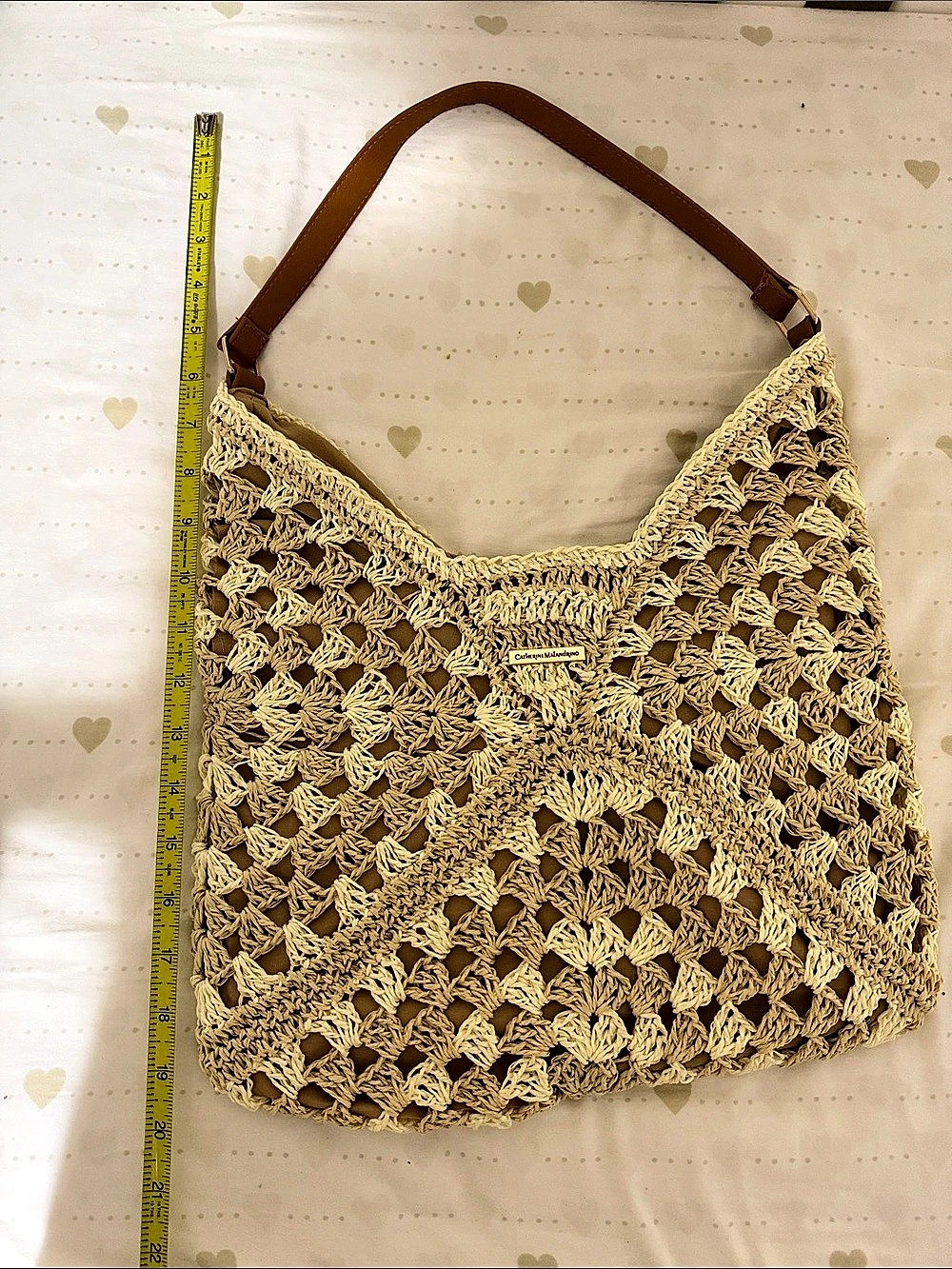 Catherine Malandrino Crochet Shoulder Bag in Tan Never used No pet home Bundle
